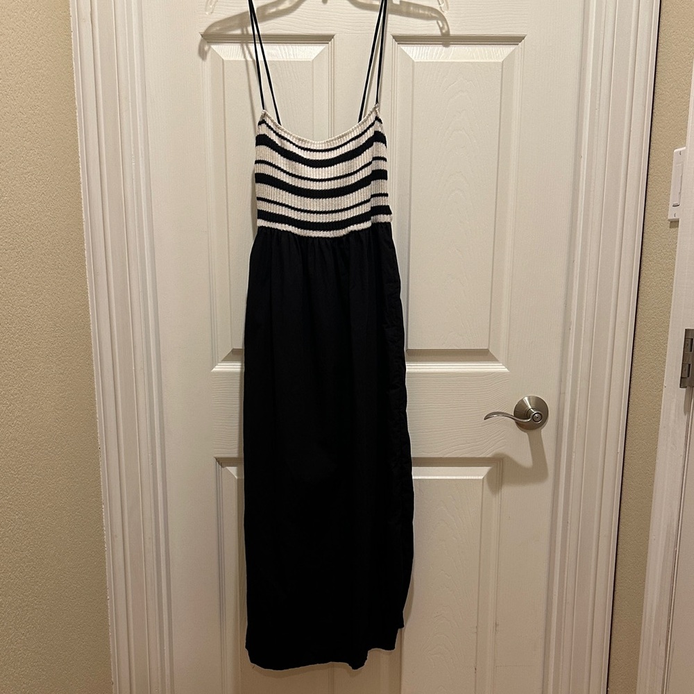 Zara Black and White Striped Maxi Dress